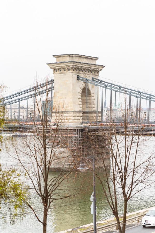 Danube Waterfront View At Chain Bridge Budapeşte Dış mekan fotoğraf