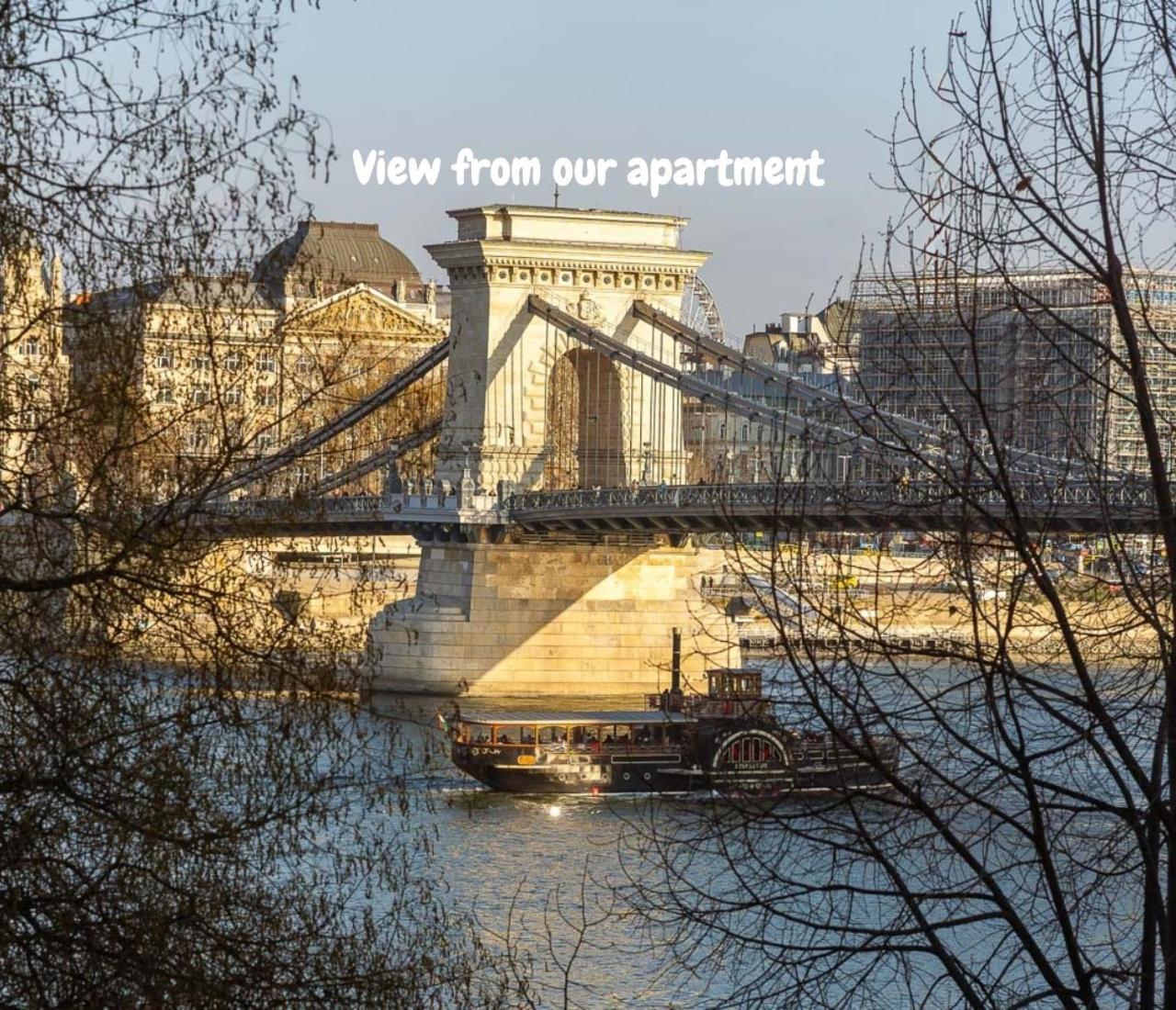 Danube Waterfront View At Chain Bridge Budapeşte Dış mekan fotoğraf